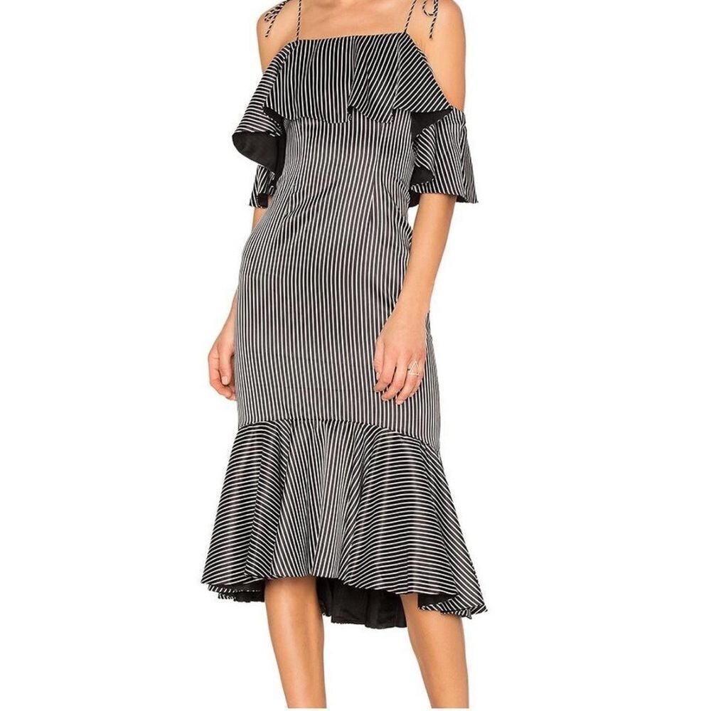 Amur Francesca Silk Striped Midi Dress